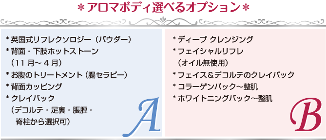 アロマボディ選べるオプション